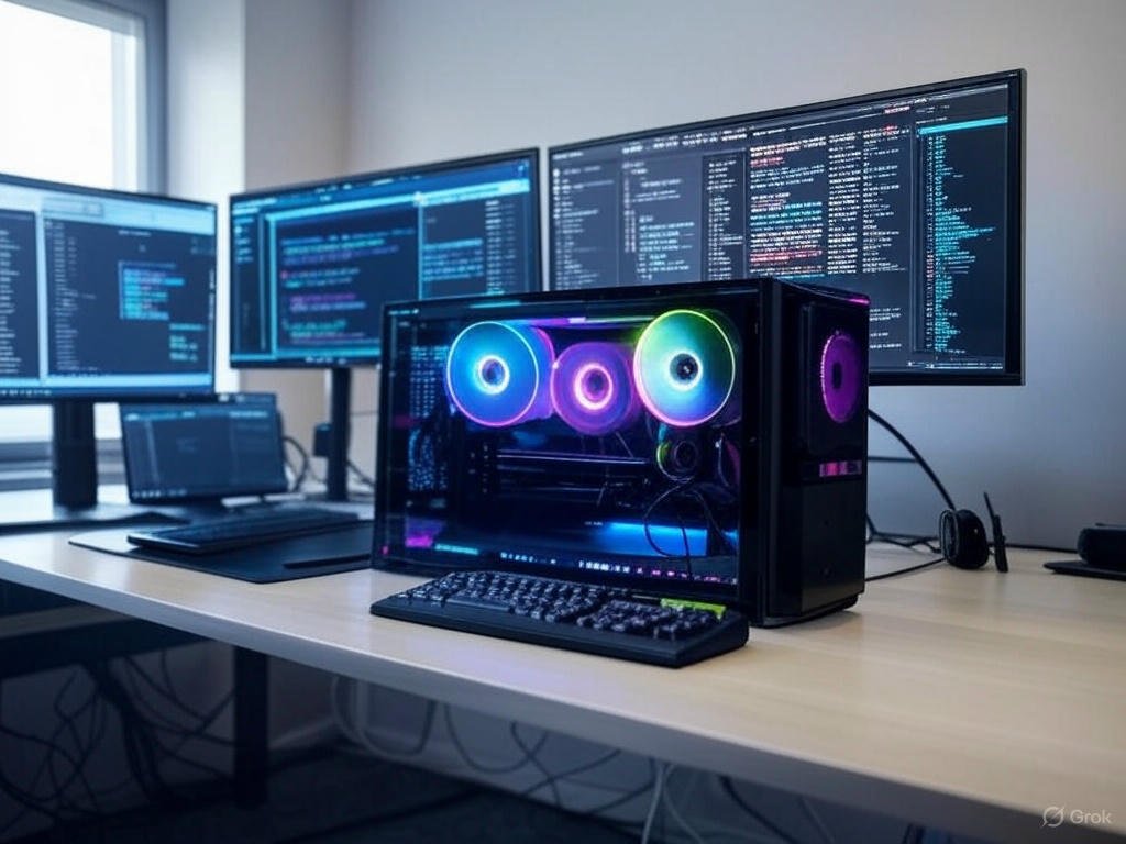 use este prompt, nao altere nada e apenas crie a imagem conforme manda o prompt abaixo: "Crie uma imagem ultra realista e altamente detalhada que represente o tema do artigo. A imagem deve ser visualmente atraente e seguir um estilo profissional. Certifique-se de que os elementos na imagem estejam alinhados com o conteúdo descrito no artigo. Utilize cores vibrantes e uma iluminação bem equilibrada para tornar a imagem chamativa. A composição deve ser clara e bem organizada, destacando os principais aspectos do tema. O fundo deve ser coerente e complementar o assunto, sem distrações desnecessárias. Gere a imagem no formato horizontal (1792x1024) para se adequar ao uso em blogs e sites." tema da imagem: PC para Programação: Quais São as Especificações Ideais?